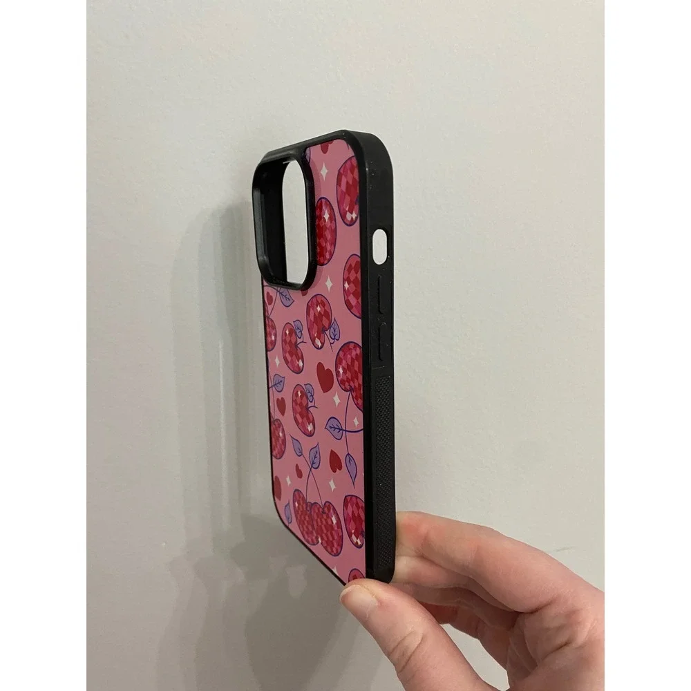 Phone Case Unisex iPhone 14 Pro Pink Cherry Disco Ball Heart Retro Y2K Aesthetic